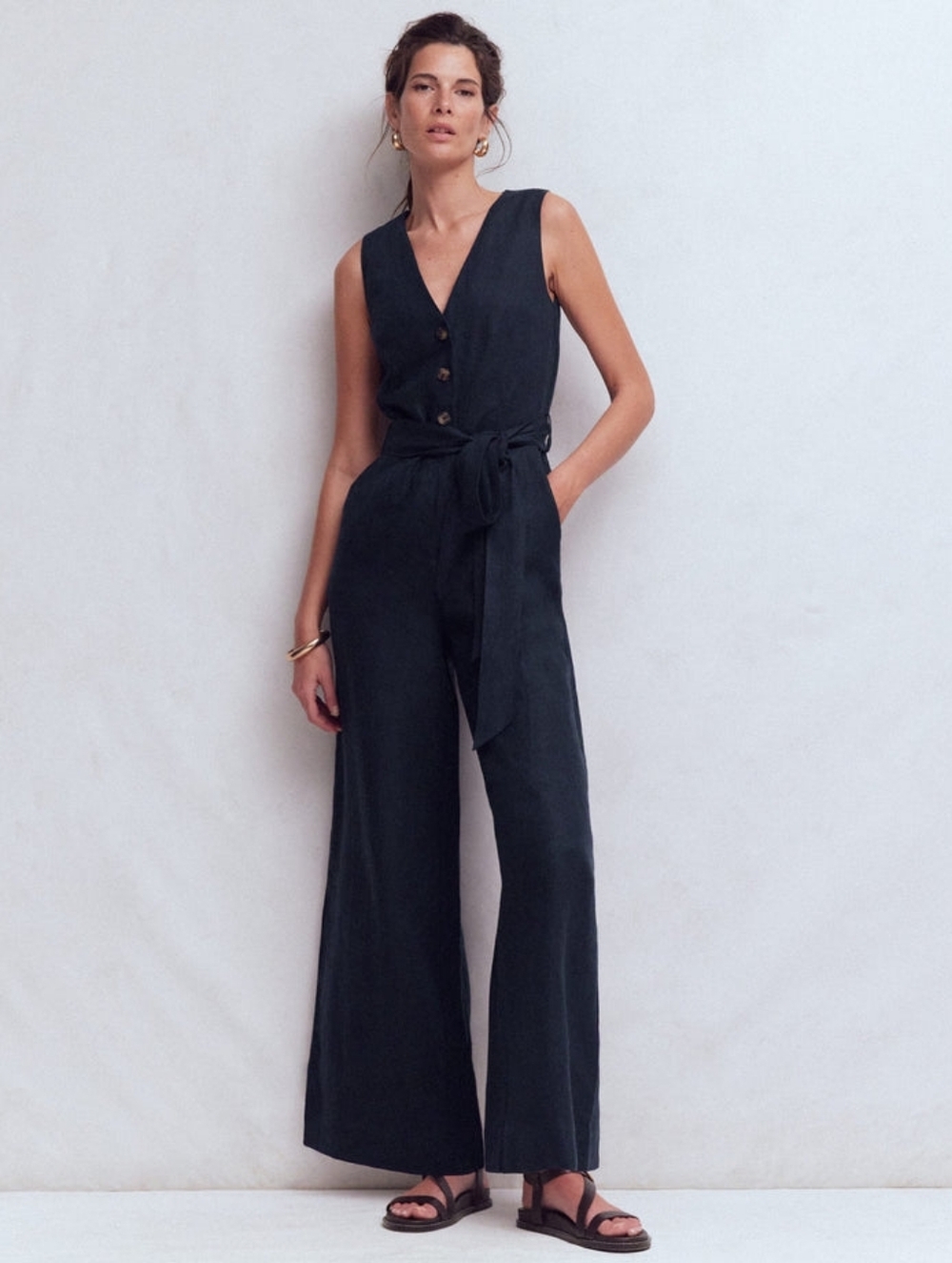Ellen Tracy Linen Blend Jumpsuit